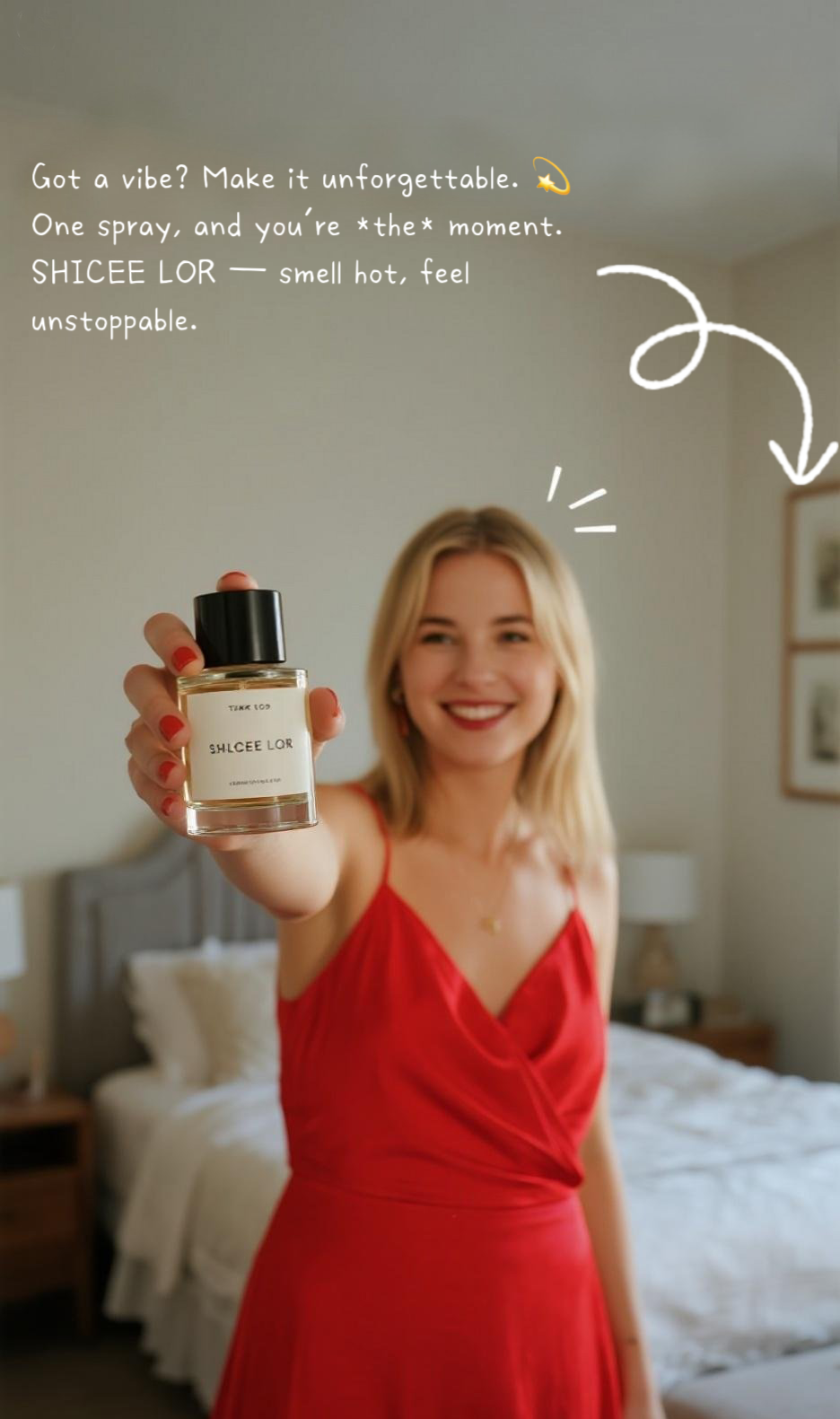 AI-generated video: Woman showcasing beauty product